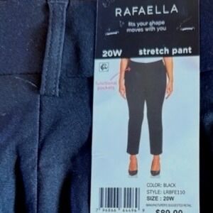 Rafaella Womens 20W Stretch Pant Black Flat Front Career Trouser LRBFE110 NWT